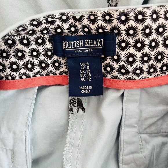 British Khaki Blue Shorts with Playful Embroidered Elephant Print size 8. - Picture 4 of 4